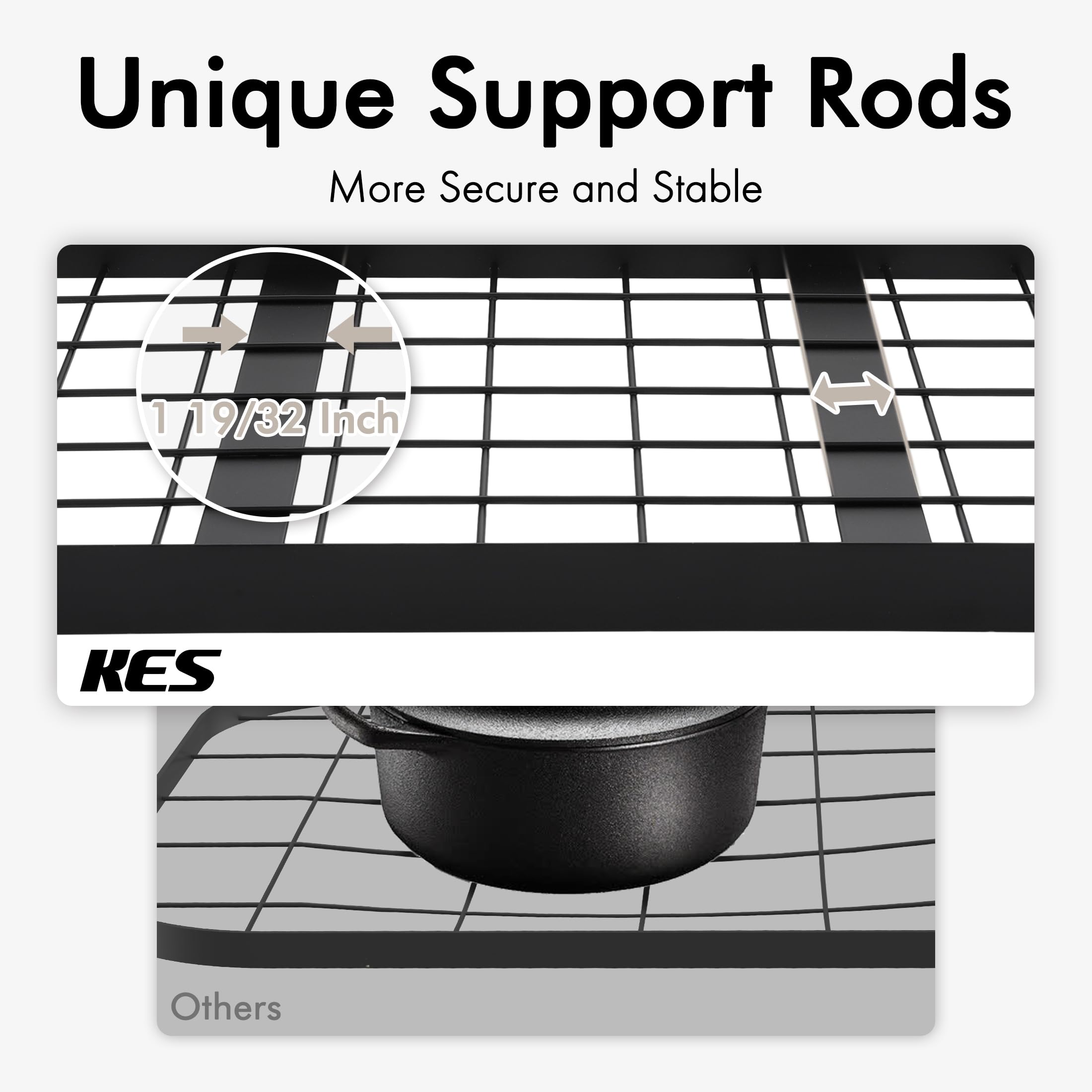 Kes Ceiling Pot Rack 30 Inches, Hanging Pots And Pans Organizer Rack For Ceiling With 15 Hooks, Matt Black Kitchen Pot Hanger Ra